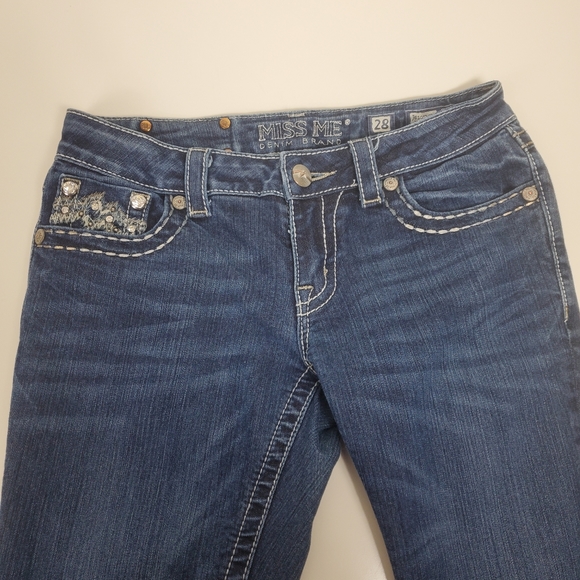 Miss me embroidered rhinestone stud bling skinny jeans JE107252R size 28 - Picture 3 of 12